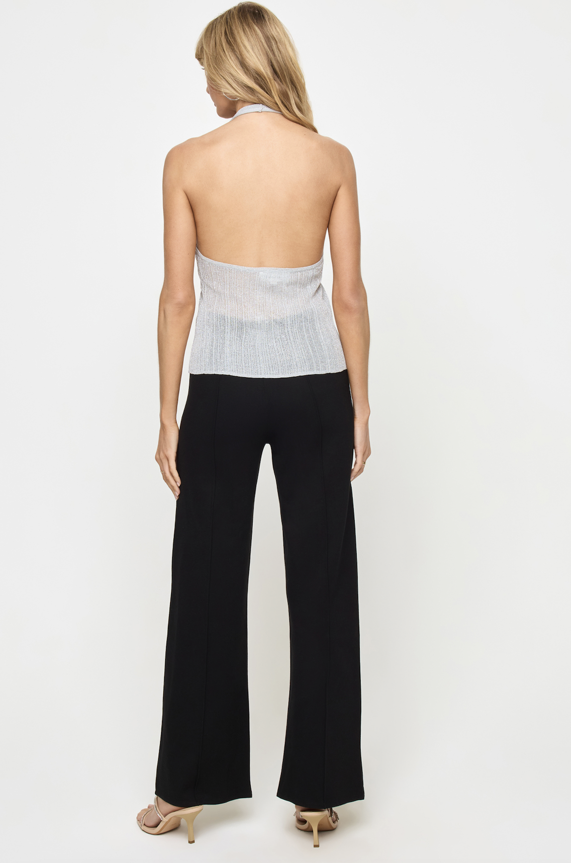 LSPACE Callie Metallic Silver Halter Top - Image 2
