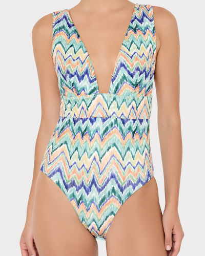 Milly Tropical Chevron V-Neck 1pc